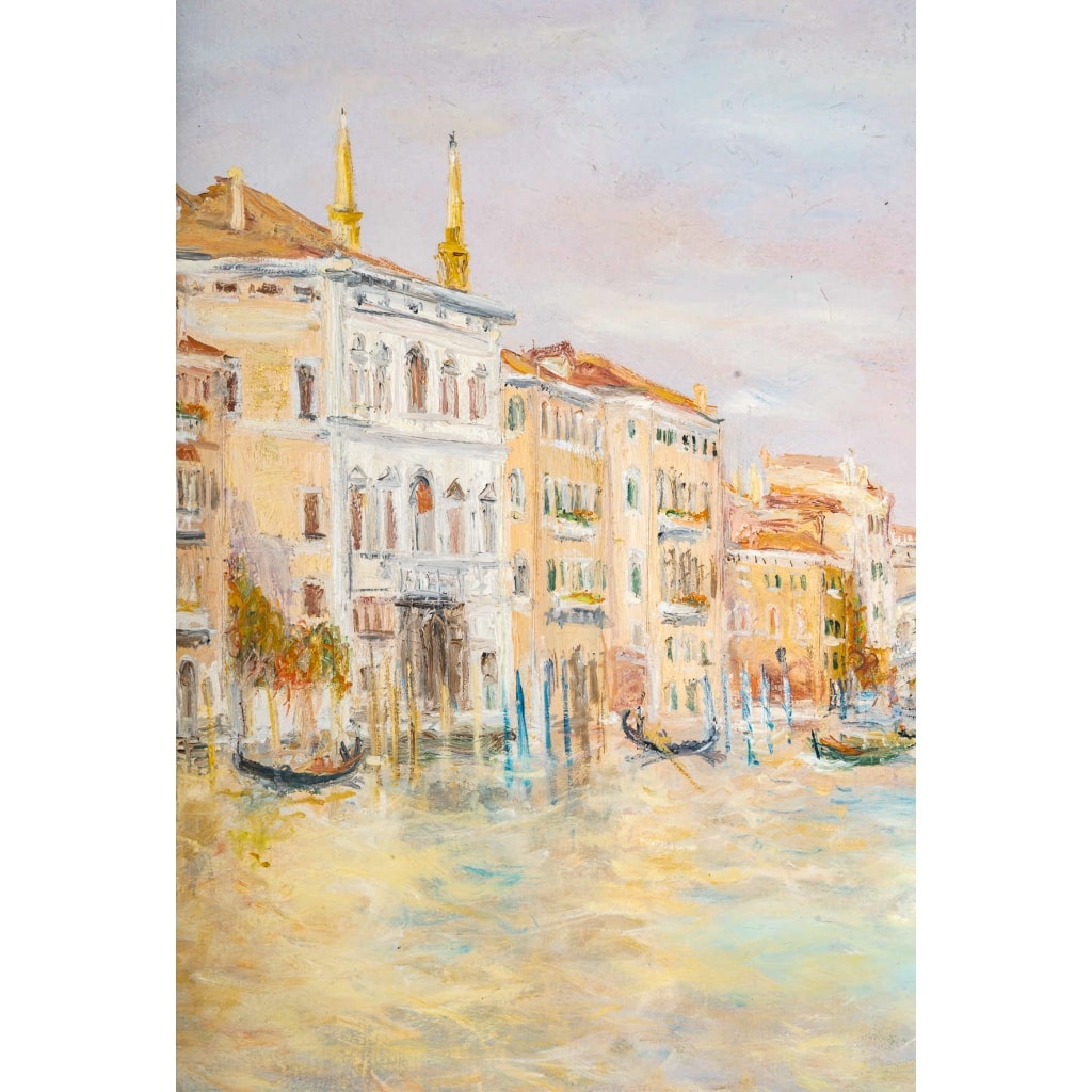 Serge Belloni (1925-2005) – Le Rialto et les Gondoles sur le Grand Canal huile sur panneau vers 1991 | Biron 