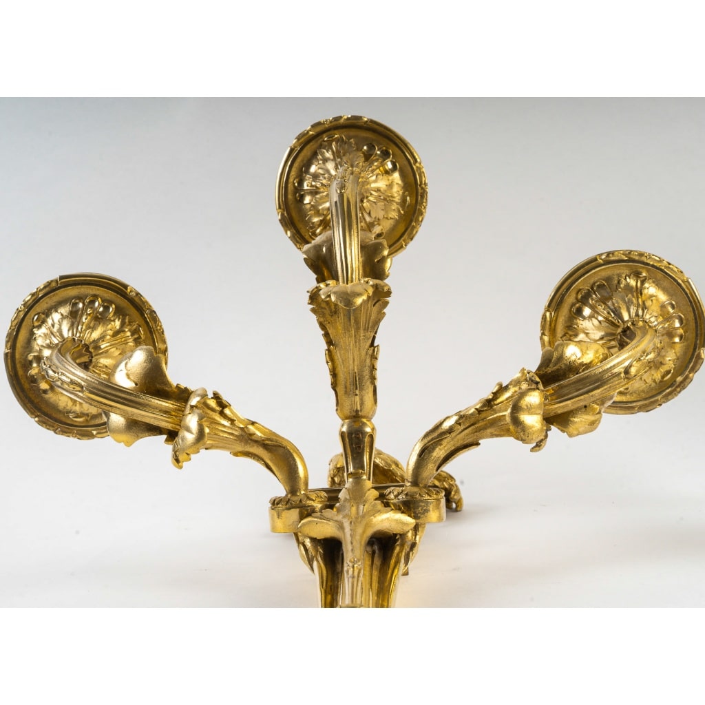 Paire d’appliques au coq en bronze doré dans le style Transition Louis XV-Louis XVI | Biron 