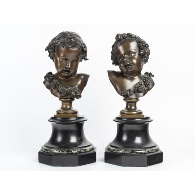 « Les Enfants de Bacchus » Paire de Putti en bronze, Fin du XIXème Siècle