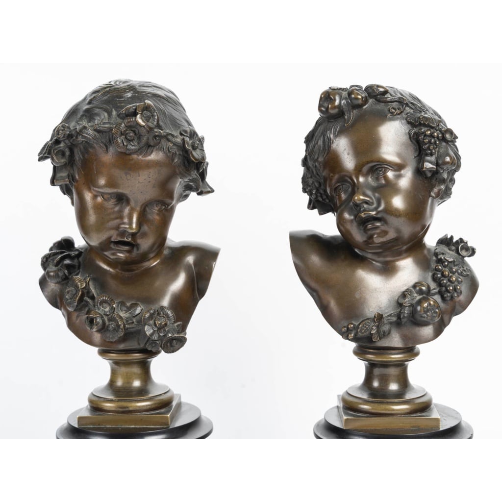 « Les Enfants de Bacchus » Paire de Putti en bronze, Fin du XIXème Siècle | Biron 
