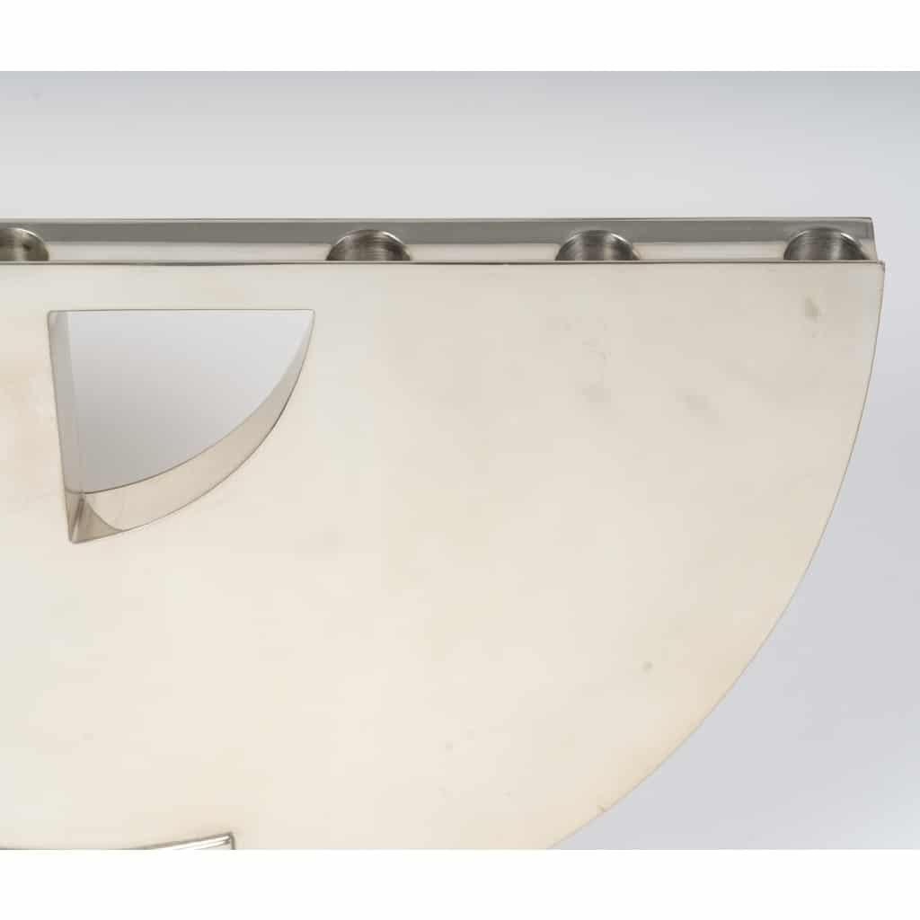 CLETO MUNARI – Chandelier moderniste à Sept bougies argent massif Circa 1980 | Biron 