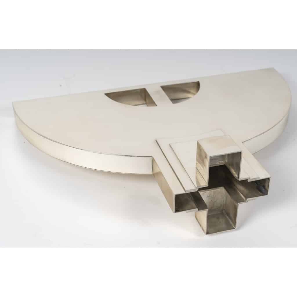 CLETO MUNARI – Chandelier moderniste à Sept bougies argent massif Circa 1980 | Biron 