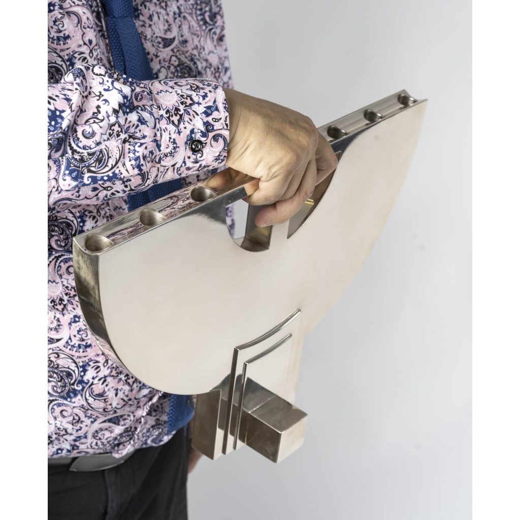 CLETO MUNARI – Chandelier moderniste à Sept bougies argent massif Circa 1980 | Biron 