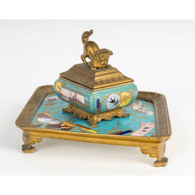Rare encrier de Style Japonisant, attribué à l'Escalier de Cristal, France, circa 1880