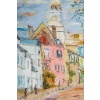 Serge Belloni (1925-2005) – Montmartre Rue de l’abreuvoir au printemps huile sur bois vers 1980 | Biron 