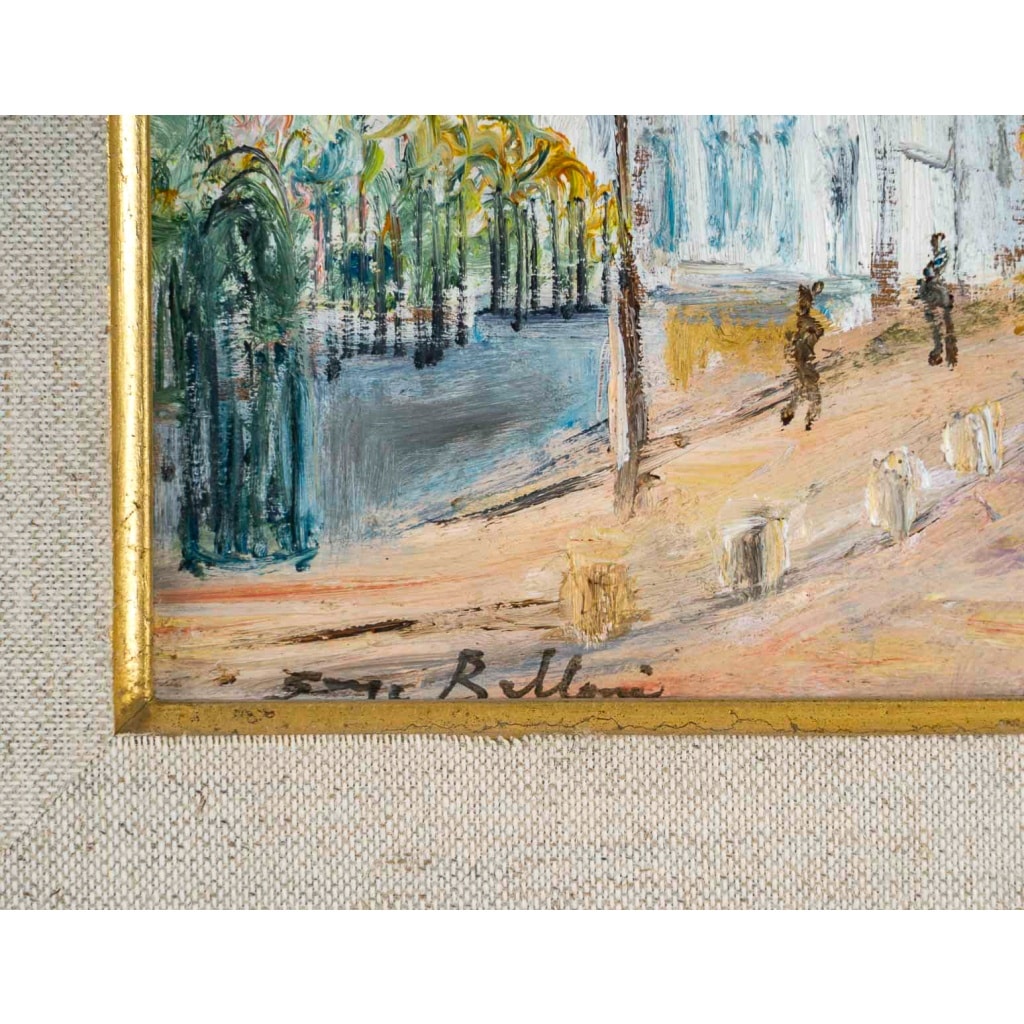 Serge Belloni (1925-2005) – Montmartre Rue de l’abreuvoir au printemps huile sur bois vers 1980 | Biron 