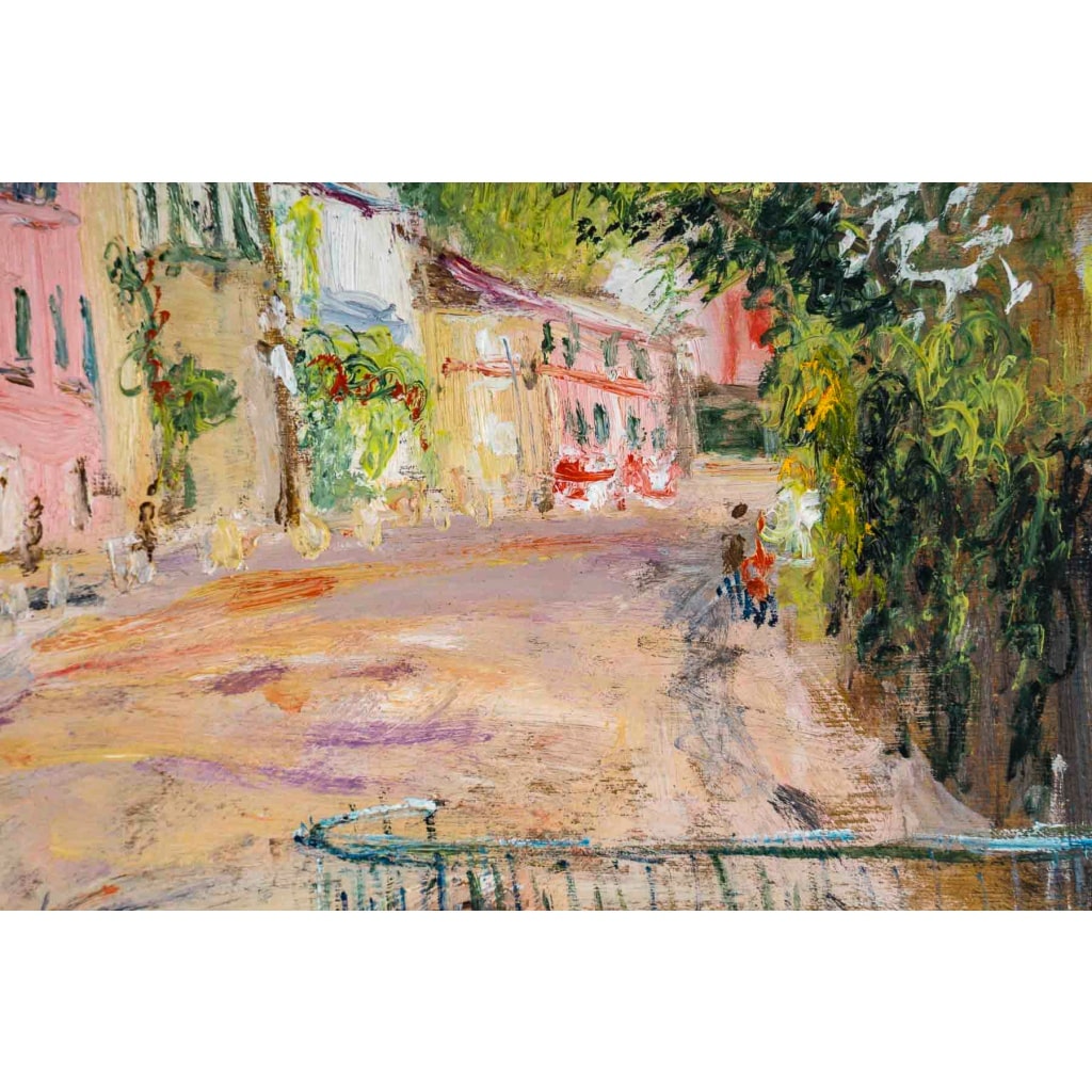 Serge Belloni (1925-2005) – Montmartre Rue de l’abreuvoir au printemps huile sur bois vers 1980 | Biron 