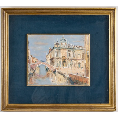 Serge Belloni (1925-2005) - Venise Vue de l’Hôpital San Giovanni Huile sur Toile vers 1980