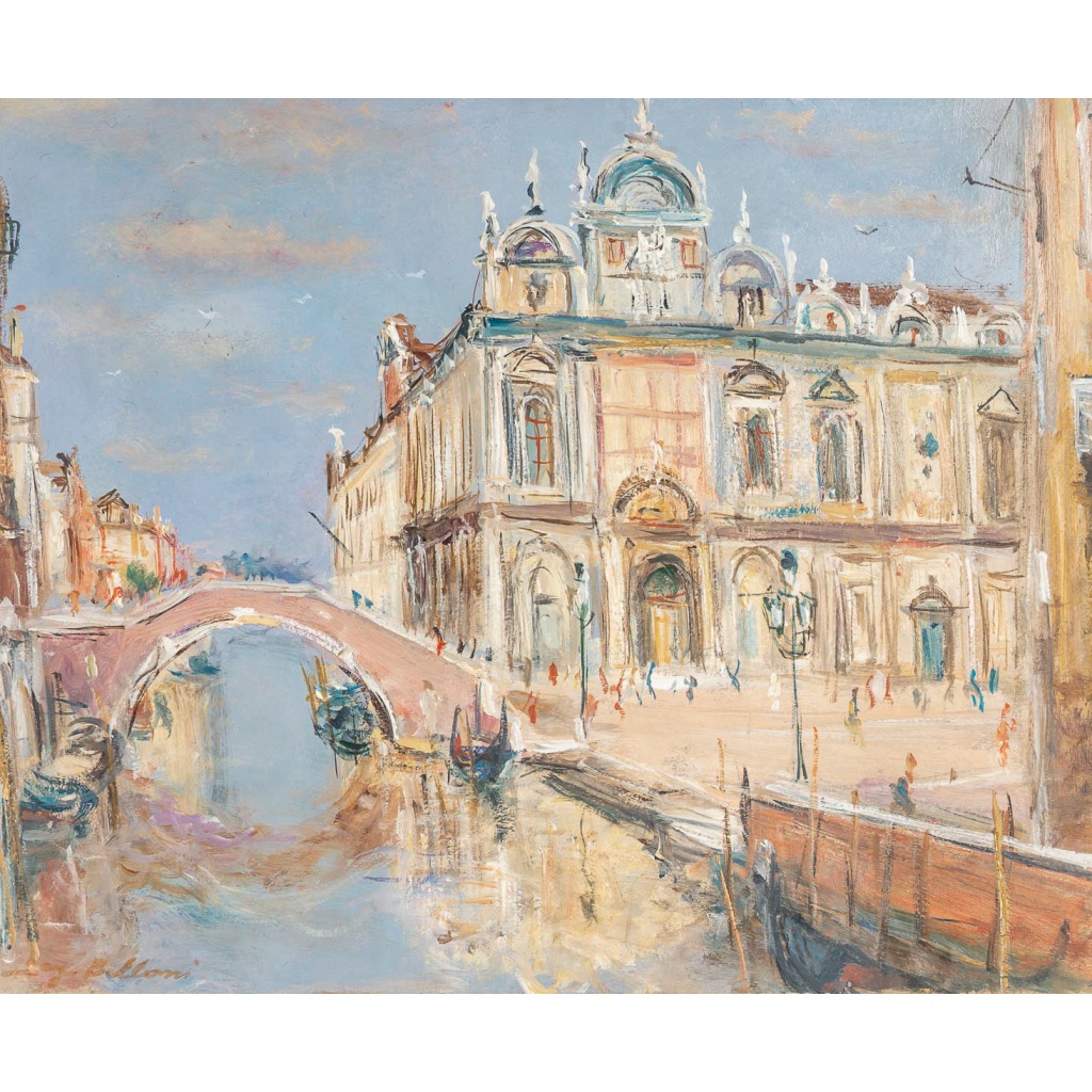 Serge Belloni (1925-2005) – Venise Vue de l’Hôpital San Giovanni Huile sur Toile vers 1980 | Biron 