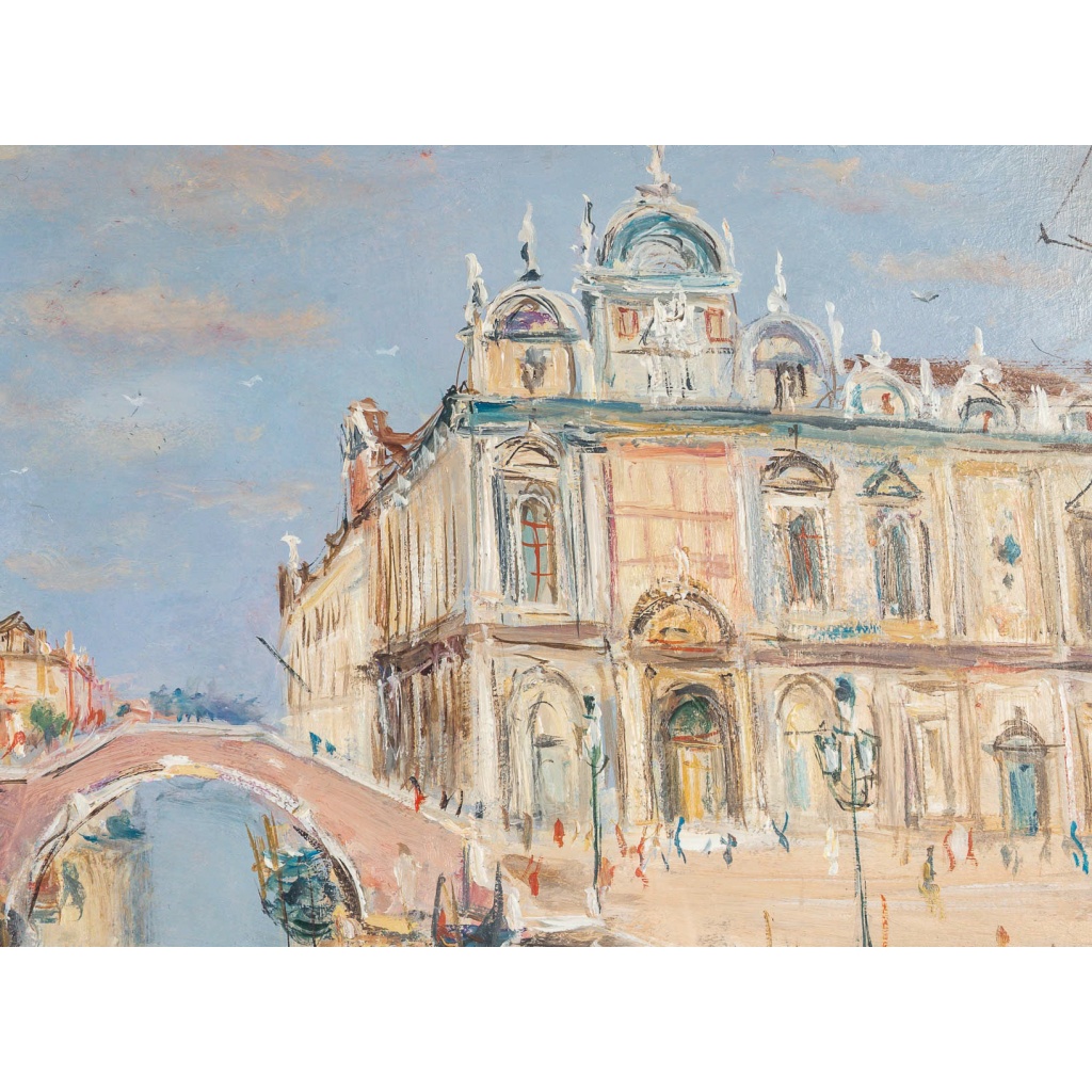 Serge Belloni (1925-2005) – Venise Vue de l’Hôpital San Giovanni Huile sur Toile vers 1980 | Biron 