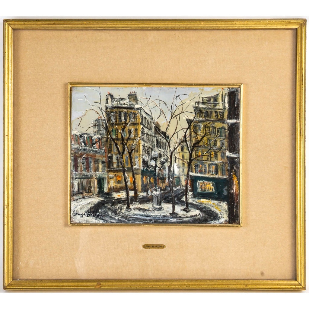 Serge Belloni (1925-2005) – La Place Furstenberg sous la neige huile sur toile vers 1970 | Biron 