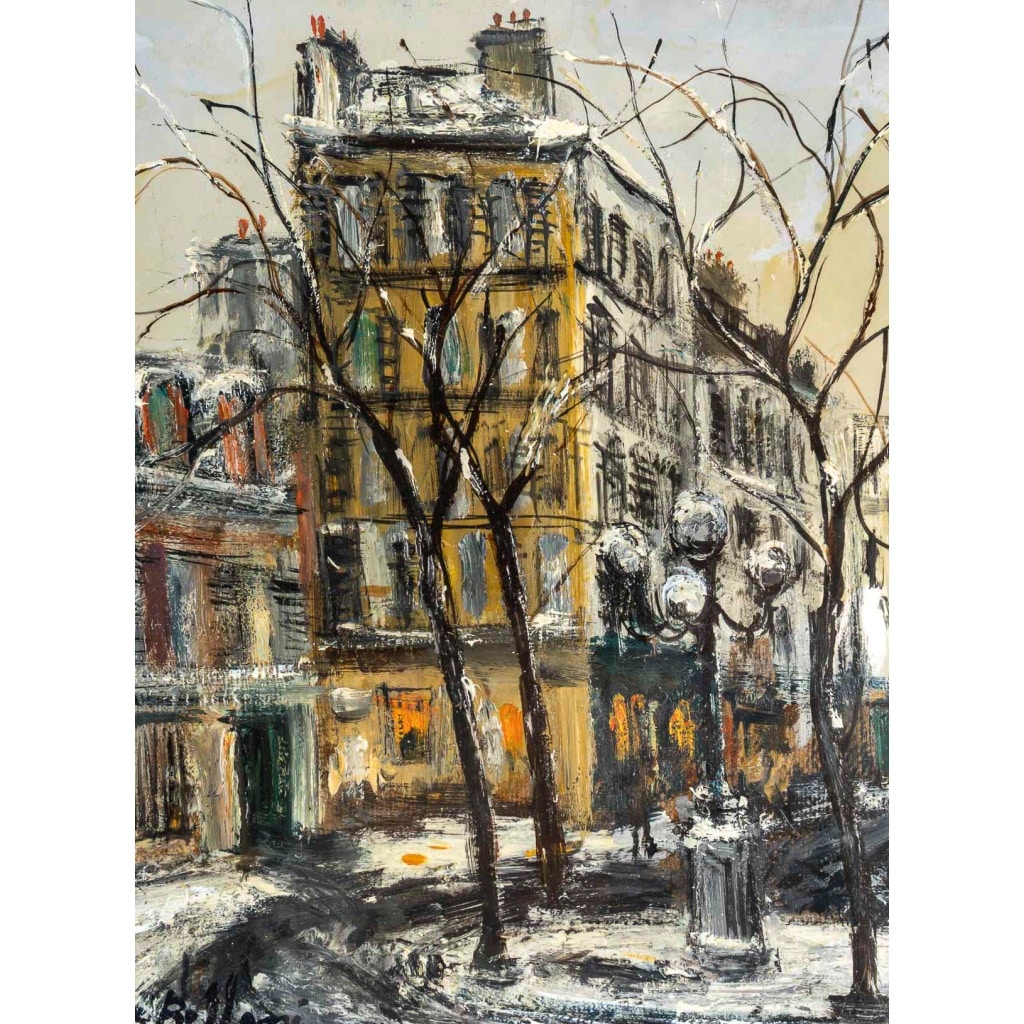 Serge Belloni (1925-2005) – La Place Furstenberg sous la neige huile sur toile vers 1970 | Biron 