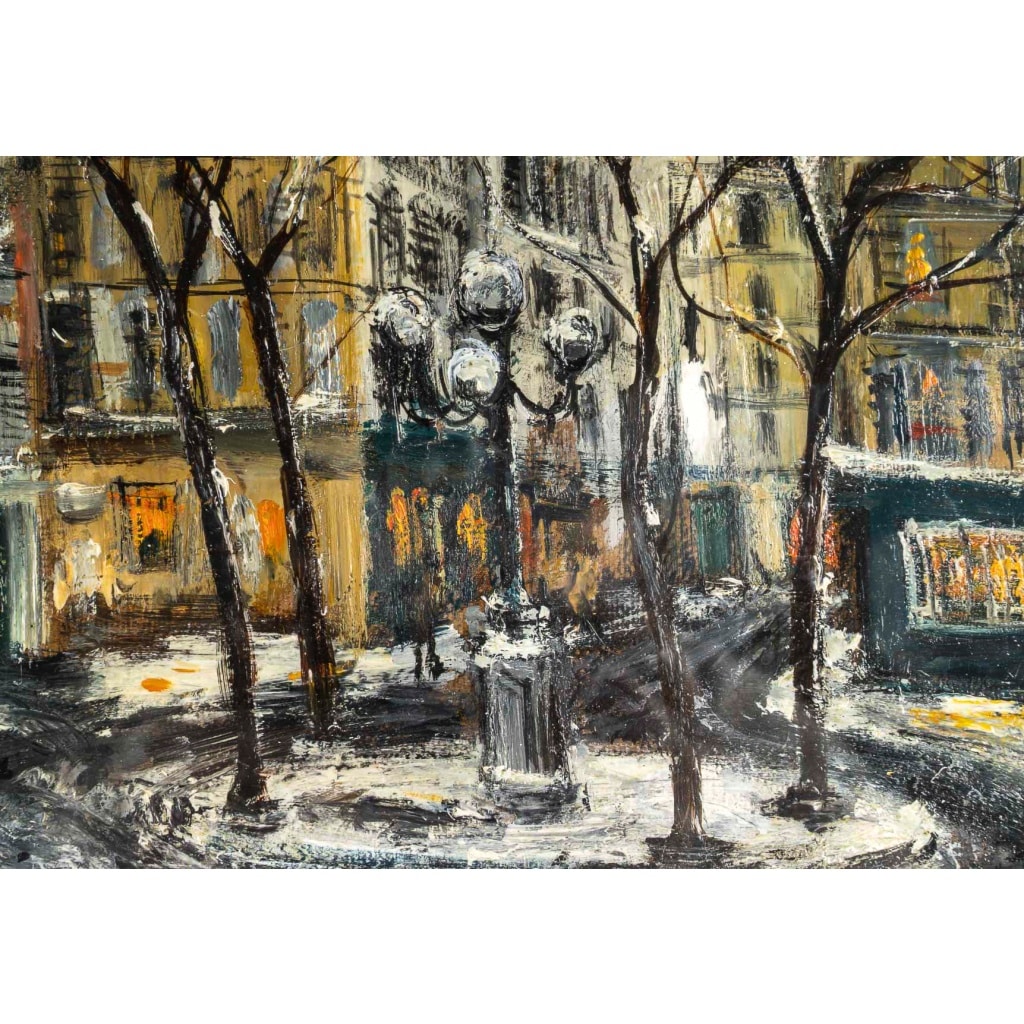 Serge Belloni (1925-2005) – La Place Furstenberg sous la neige huile sur toile vers 1970 | Biron 