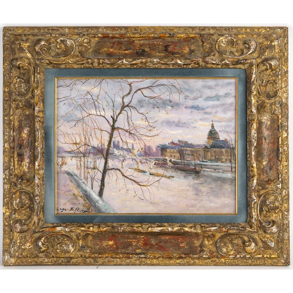 Serge Belloni (1925-2005) – Le Pont des Arts et l’Institut huile sur panneau vers 1980 | Biron 