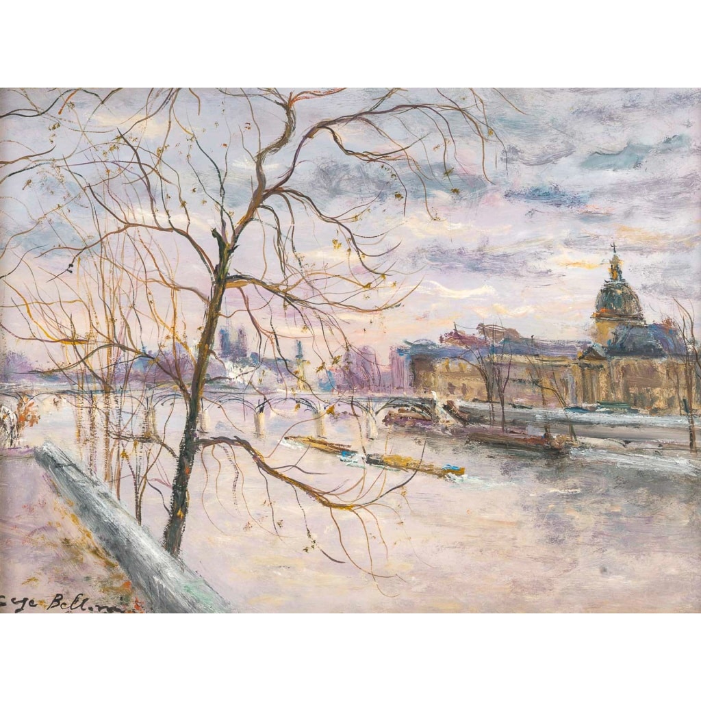 Serge Belloni (1925-2005) – Le Pont des Arts et l’Institut huile sur panneau vers 1980 | Biron 
