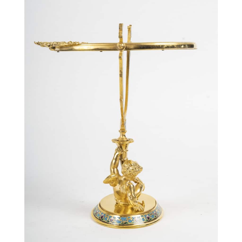 Miroir de table en bronze doré et émail cloisonné, période Napoléon III. | Biron 