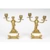 Paire de candélabres de style Louis XVI aux petits faunes. Epoque XIX | Biron 
