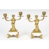 Paire de candélabres de style Louis XVI aux petits faunes. Epoque XIX | Biron 
