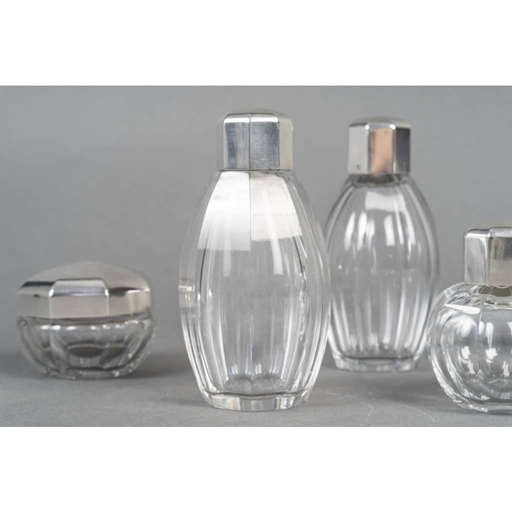 CHRISTOFLE/ BACCARAT – Ensemble de 5 flacons ART DECO circa 1930 | Biron 