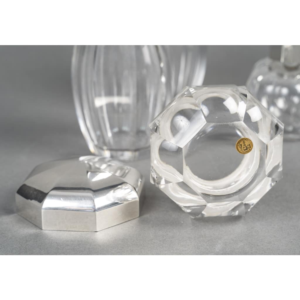 CHRISTOFLE/ BACCARAT – Ensemble de 5 flacons ART DECO circa 1930 | Biron 