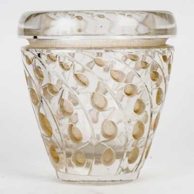 Vase "Lemna" verre blanc patiné sépia de René LALIQUE