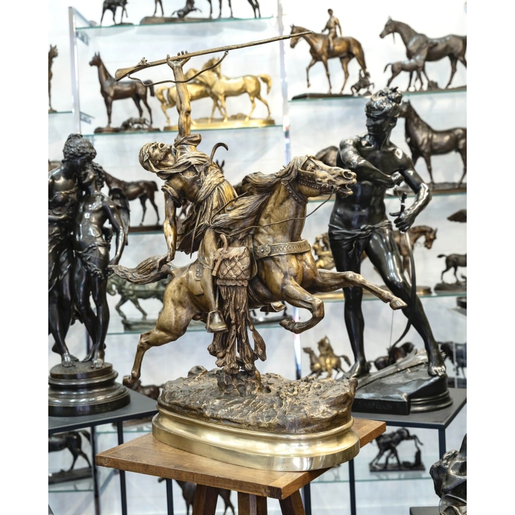 Sculpture – La Fantasia Arabe , Prosper Lecourtier (1851-1924) – Bronze | Biron 