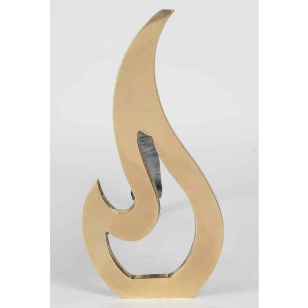 1960 Paire de chenets décorés de flammes Maison Honoré | Biron 