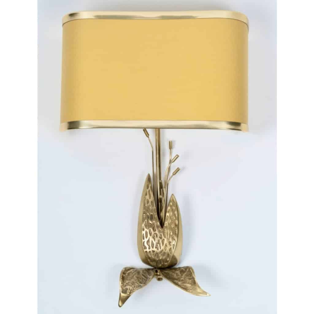 1970 Paire d’appliques de la Maison Charles en bronze et laiton doré. | Biron 