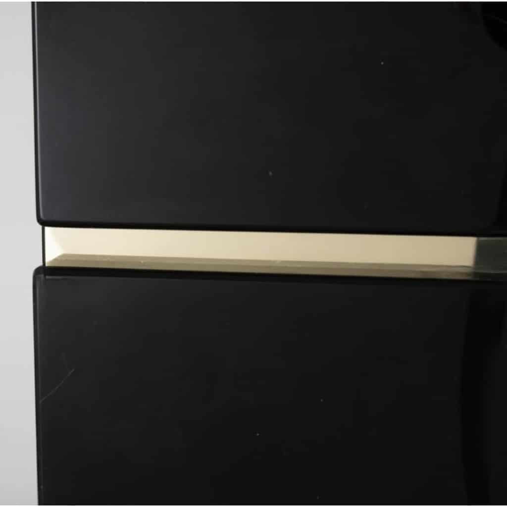 1970 Paire de tables de chevet en laque noire signées Eric Marville | Biron 