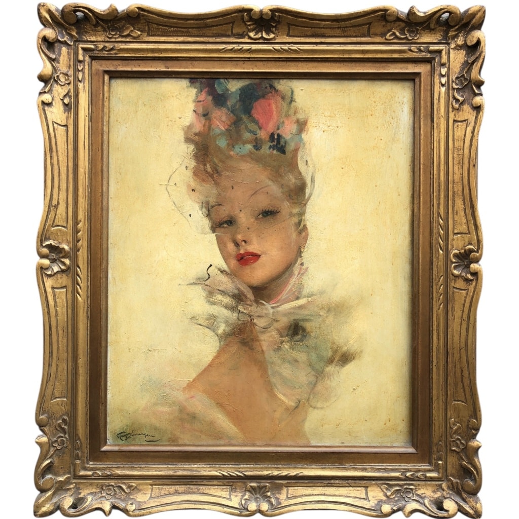DOMERGUE Jean Gabriel Peinture XXè Jeune Femme au foulard Huile Sur Isorel Signée Archives Noé Willer | Biron 
