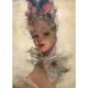 DOMERGUE Jean Gabriel Peinture XXè Jeune Femme au foulard Huile Sur Isorel Signée Archives Noé Willer | Biron 