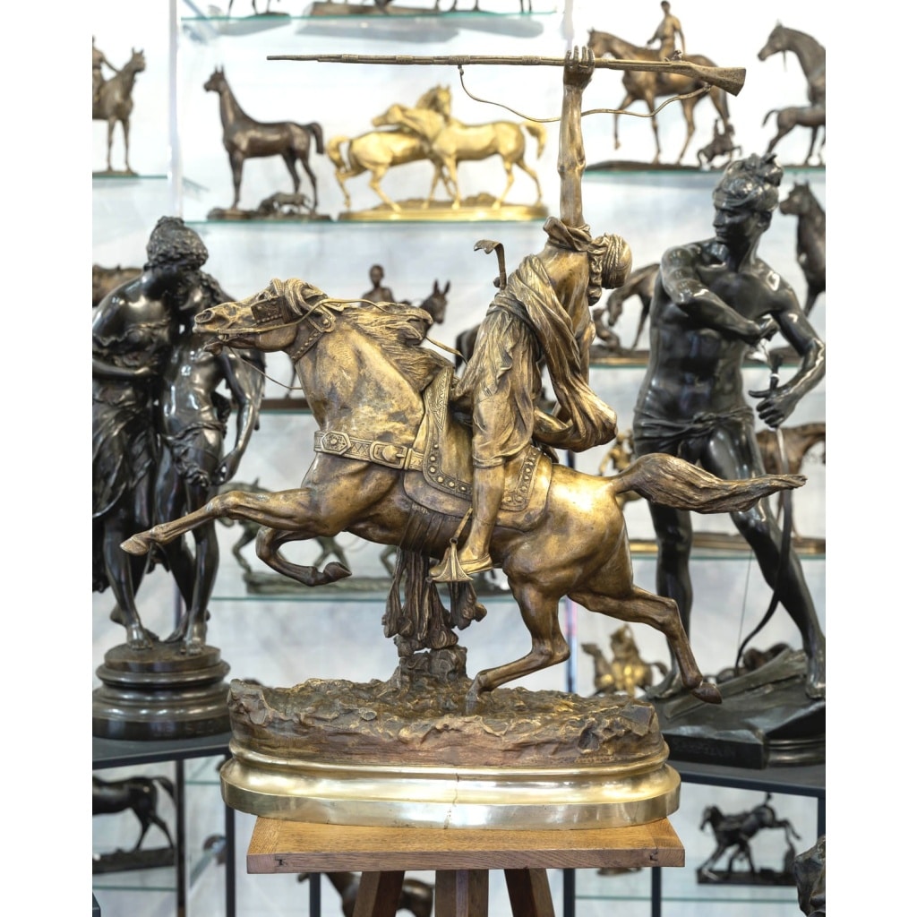 Sculpture – La Fantasia Arabe , Prosper Lecourtier (1851-1924) – Bronze | Biron 