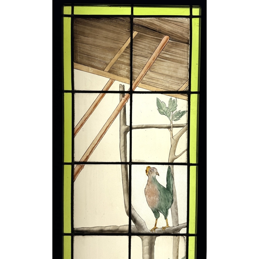 Vitrail au coq H137,5cm L45cm | Biron 