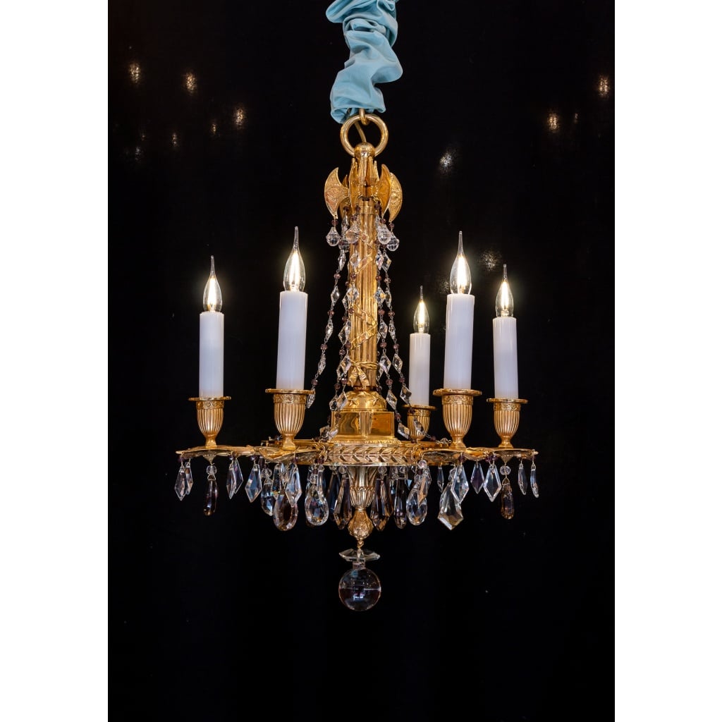 Lustre en bronze ciselé et doré aux Attributs Révolutionnaire XIXème siècle | Biron 
