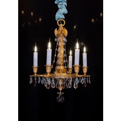 Lustre en bronze ciselé et doré aux Attributs Révolutionnaire XIXème siècle