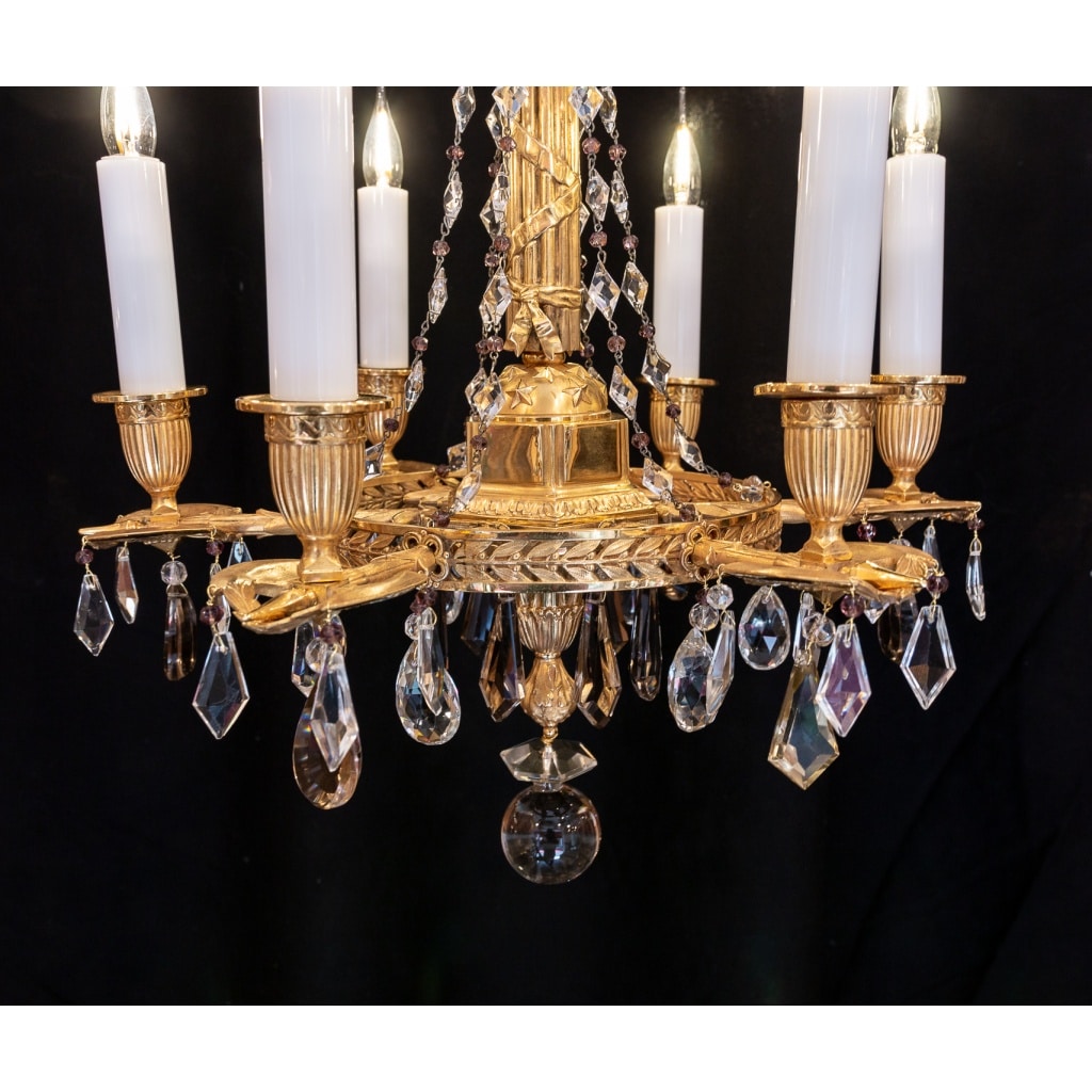 Lustre en bronze ciselé et doré aux Attributs Révolutionnaire XIXème siècle | Biron 
