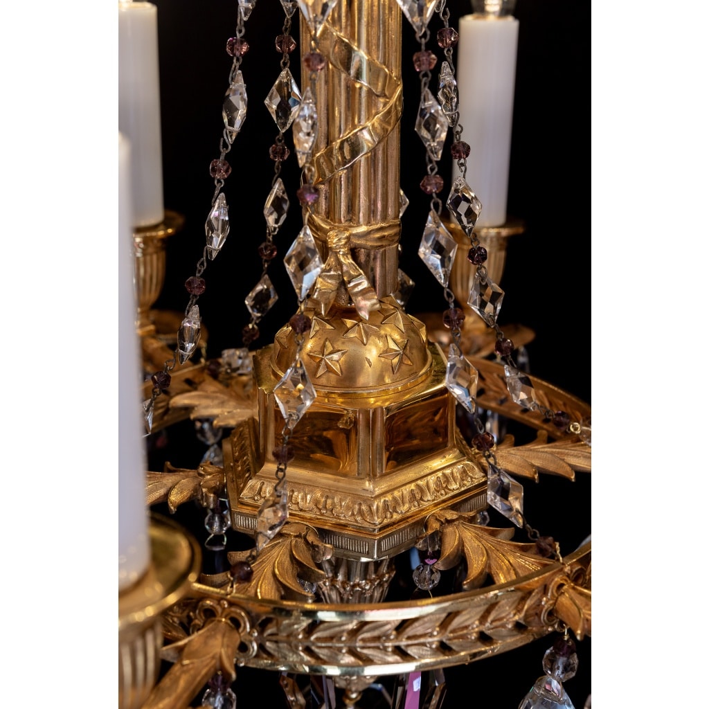 Lustre en bronze ciselé et doré aux Attributs Révolutionnaire XIXème siècle | Biron 