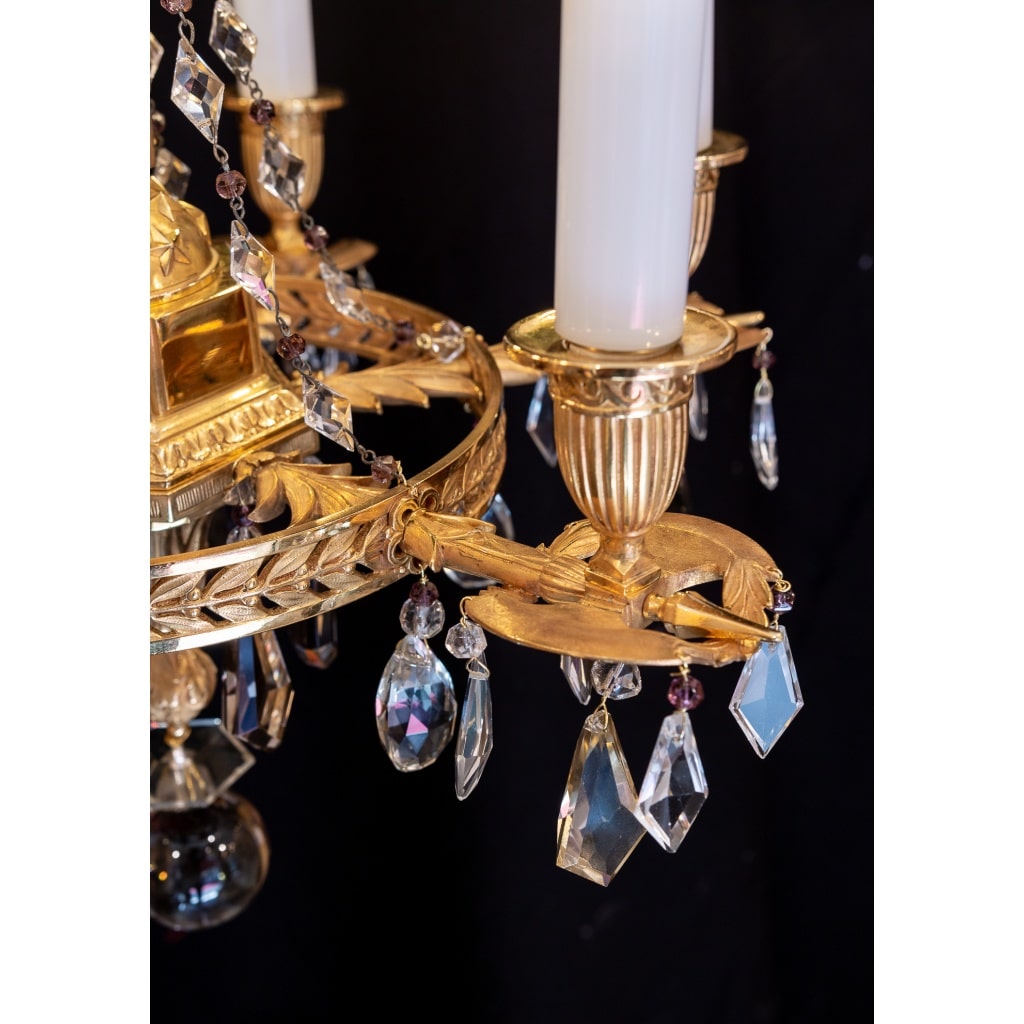 Lustre en bronze ciselé et doré aux Attributs Révolutionnaire XIXème siècle | Biron 
