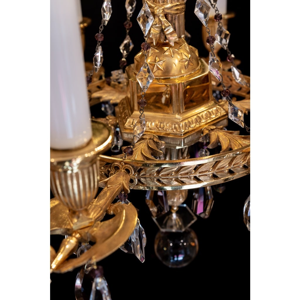Lustre en bronze ciselé et doré aux Attributs Révolutionnaire XIXème siècle | Biron 