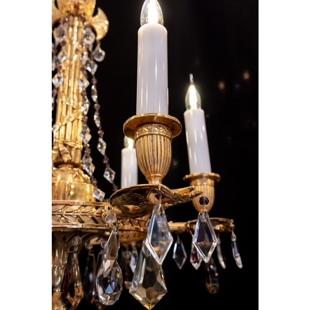 Lustre en bronze ciselé et doré aux Attributs Révolutionnaire XIXème siècle | Biron 