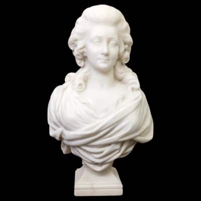 Sculpture - Buste "Madame De Pompadour" , Guglielmo Pugi (1850-1915) - Marbre