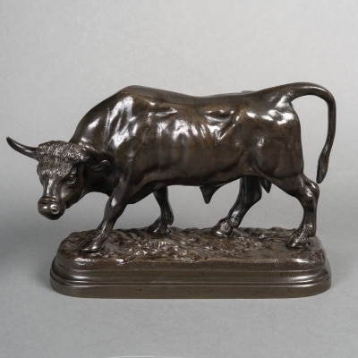 Sculpture - Taureau Debout , Louis Vidal (1831-1892) - Bronze
