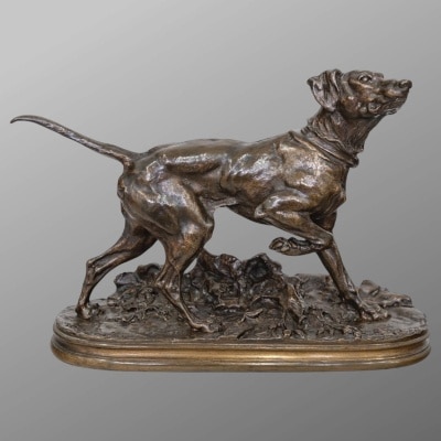 Sculpture - Chien Braque Marly , Pierre - Jules Mêne (1810-1879) - Bronze