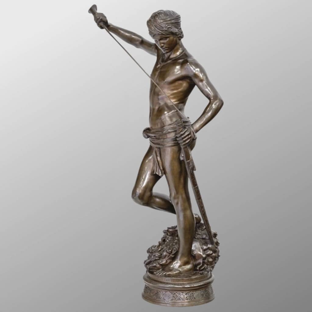 Sculpture – David Vainqueur De Goliath , Marius – Jean – Antonin Mercié (1845-1916) – Bronze | Biron 
