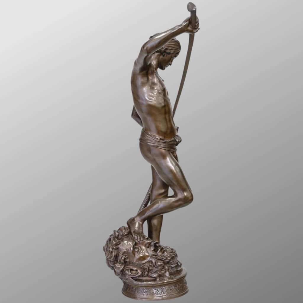 Sculpture – David Vainqueur De Goliath , Marius – Jean – Antonin Mercié (1845-1916) – Bronze | Biron 