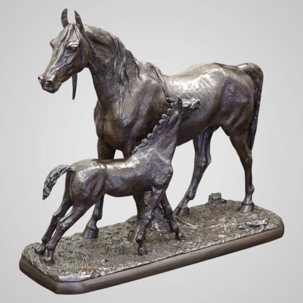 Sculpture – Jument Et Son Poulain , Christophe Fratin (1801-1864) – Bronze | Biron 
