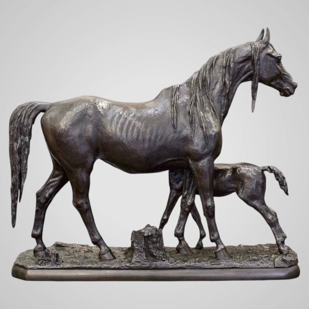Sculpture – Jument Et Son Poulain , Christophe Fratin (1801-1864) – Bronze | Biron 