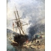 NOEL Jules Voilier en cale 1872 Huile Sur panneau Signée Datée Certificat d’Authenticité | Biron 