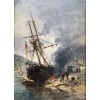 NOEL Jules Voilier en cale 1872 Huile Sur panneau Signée Datée Certificat d’Authenticité | Biron 