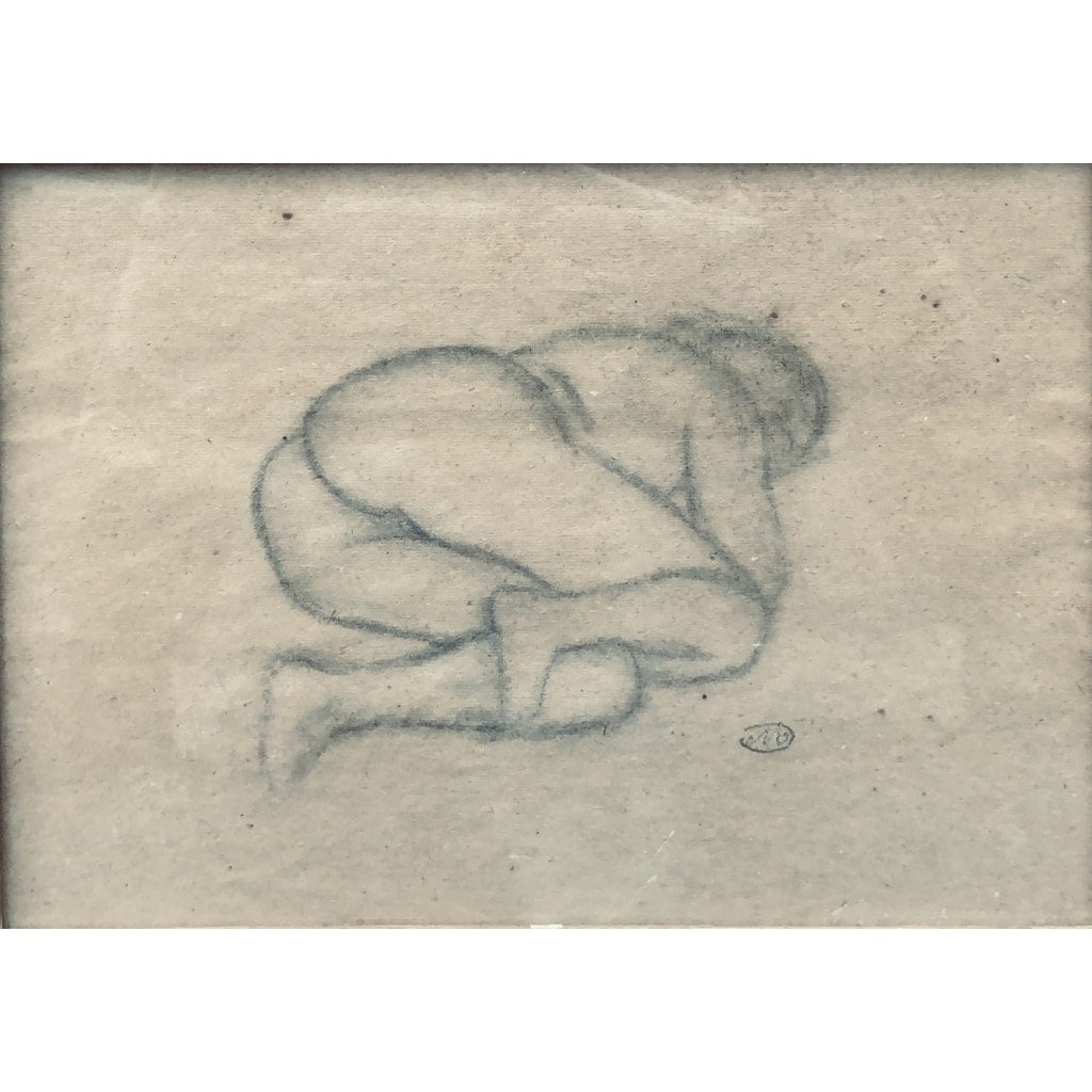 MAILLOL Aristide Nu allongé Fusain sur papier signé certificat d’authenticité | Biron 